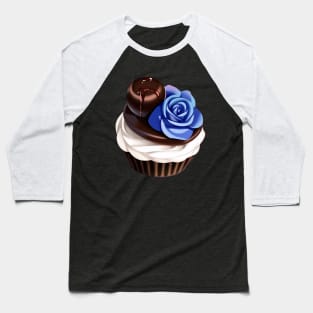 Blue Rose Chocolate Cupcake Baseball T-Shirt